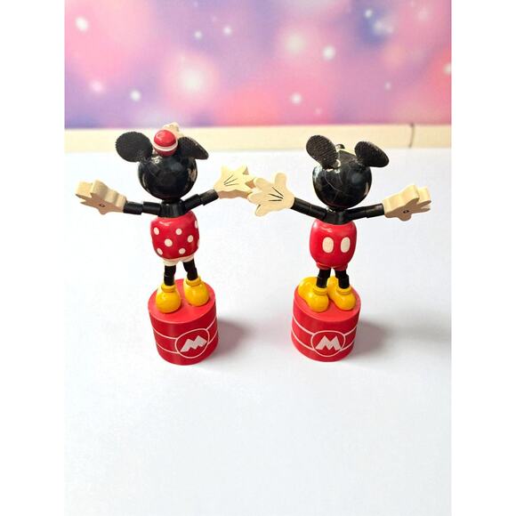 Vintage Disney Mickey & Minnie Mouse Wooden Push Puppets Figures – Lot of 2 - Picture 3 of 5